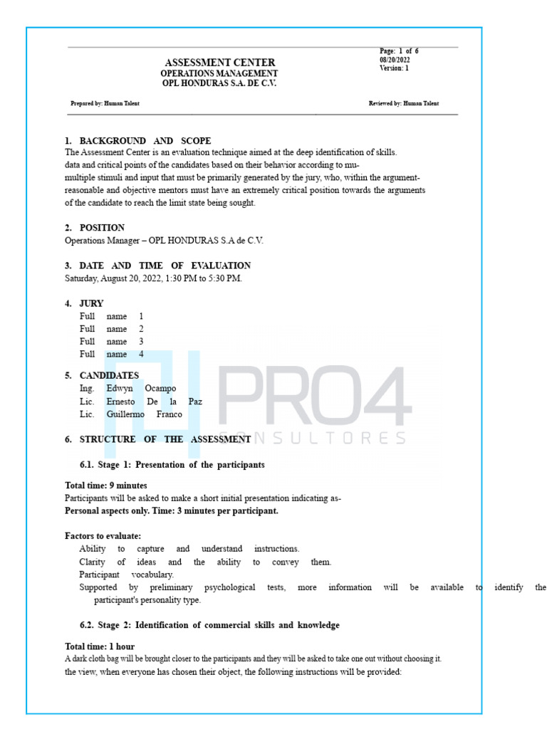 Operations Manager Assessment Center Guide | PDF | Warehouse | Logistics