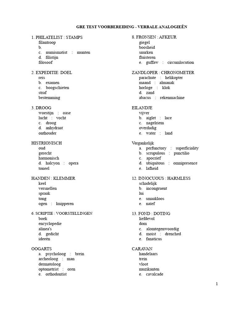 Verbale Analogieën | PDF