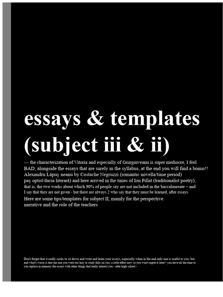 Essays For Romanian Baccalaureate | PDF | Poetry