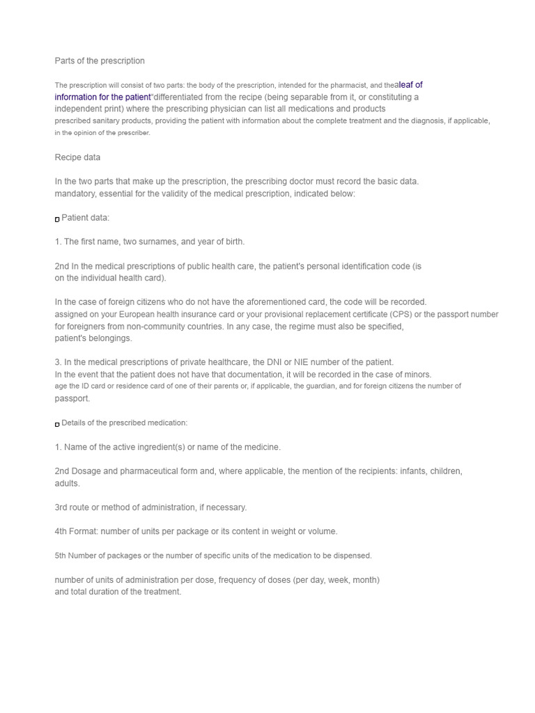 Parts of The Medical Prescription | PDF | Medical Prescription ...