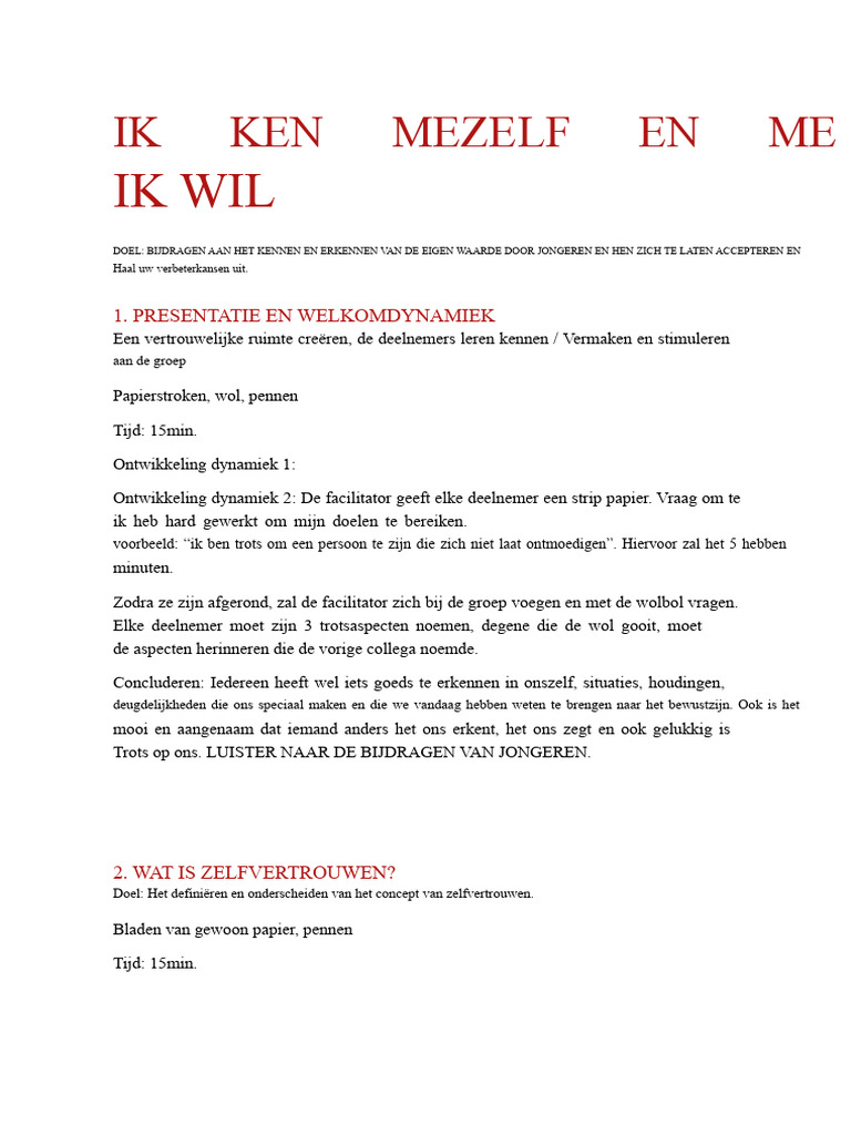 Ik Ken Mezelf en Ik Houd Van Mezelf | PDF