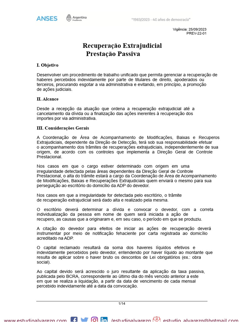 Procedimento de Recuperação Extrajudicial | PDF | Juros | Jurisdição