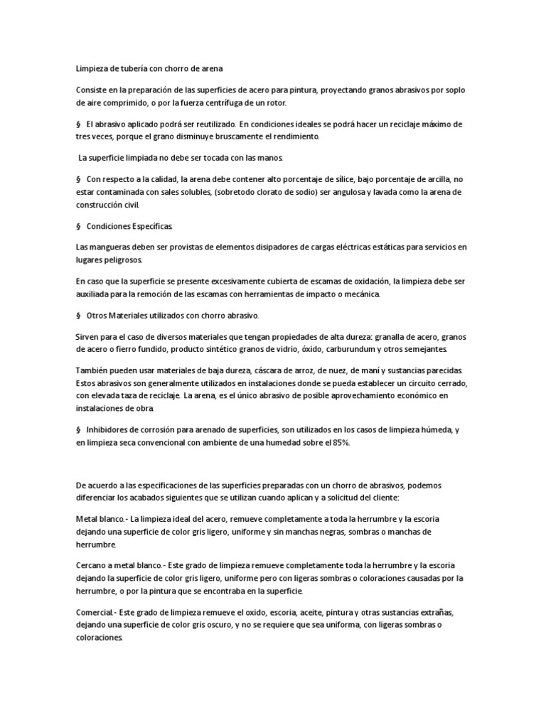 Limpieza De Tuberia Con Chorro De Arena Abrasivo Acero