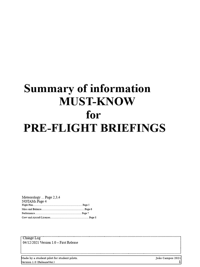 Pre-Flight Briefing Essentials Guide | PDF | Wound | Visual Flight Rules