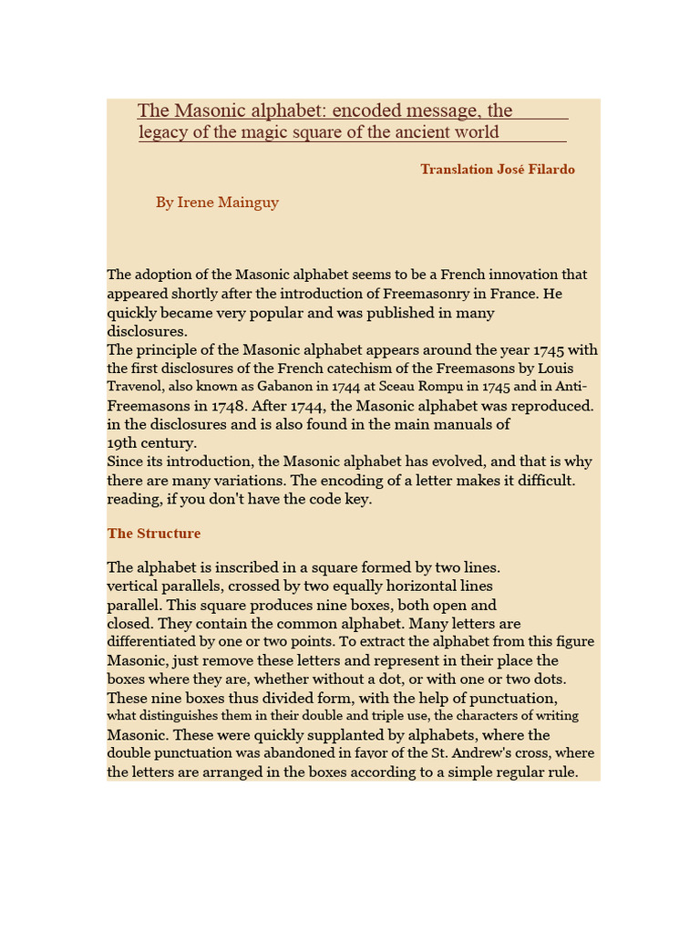 Masonic Alphabet and Its Origins | PDF | Freemasonry | Occult