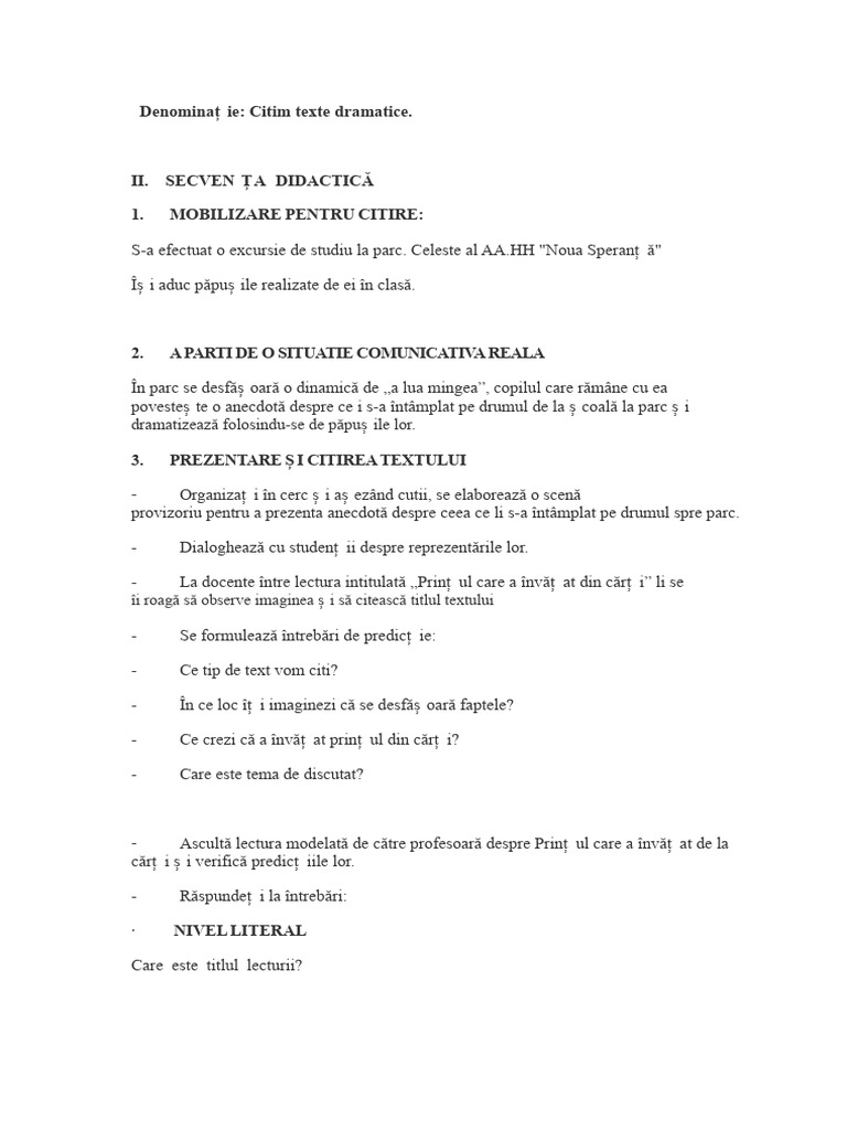 Sesiune de Un Text Dramatic | PDF