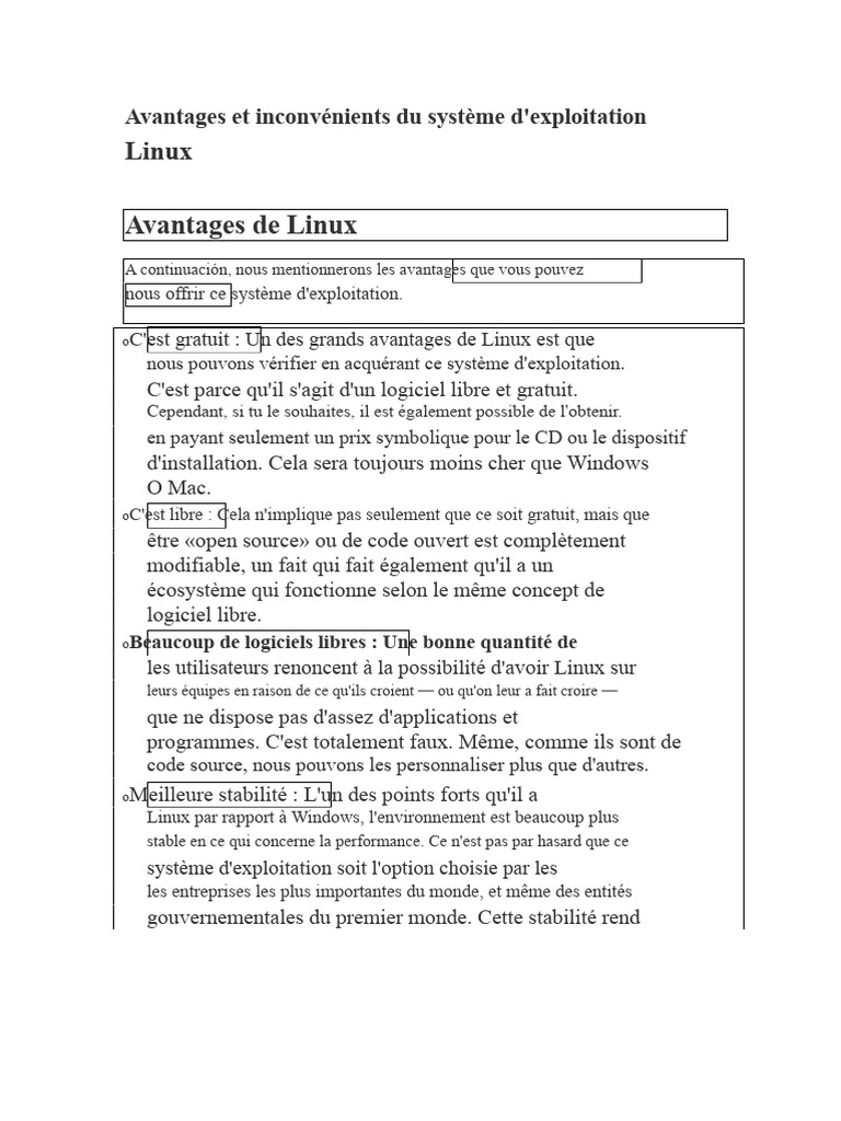 Avantages et inconvénients de Linux | PDF | Linux | Système d'exploitation