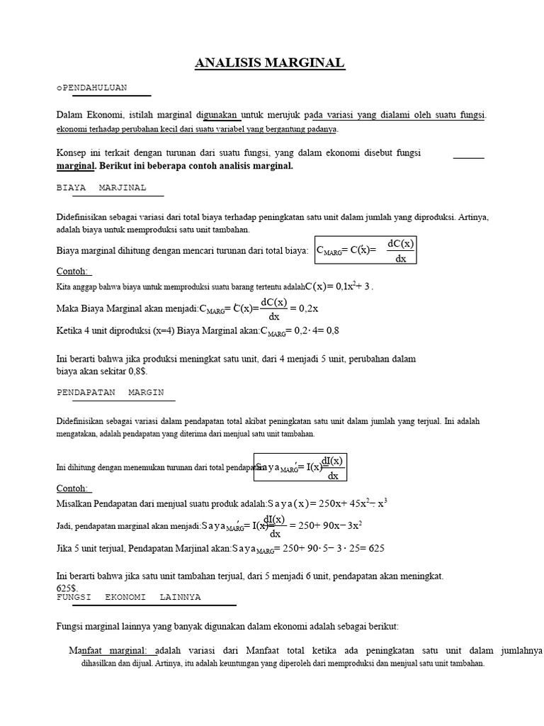 Analisis Marginal dalam Ekonomi | PDF