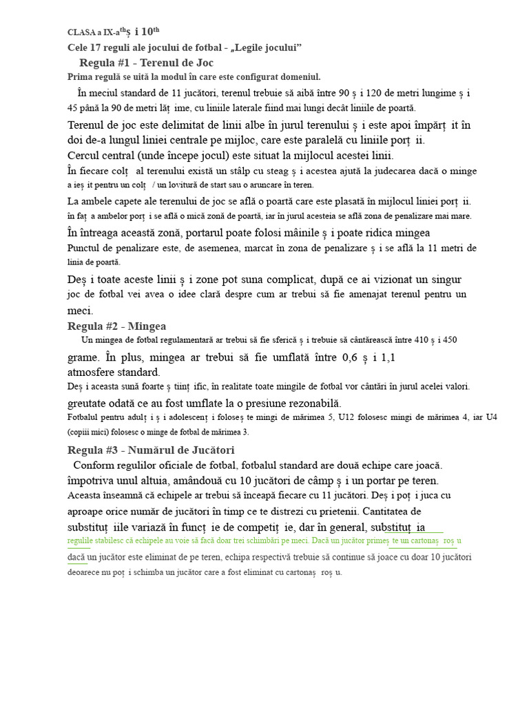 Cele 17 Reguli Ale Fotbalului | PDF