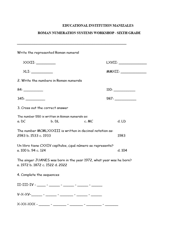 Workshop on Roman numerals | PDF