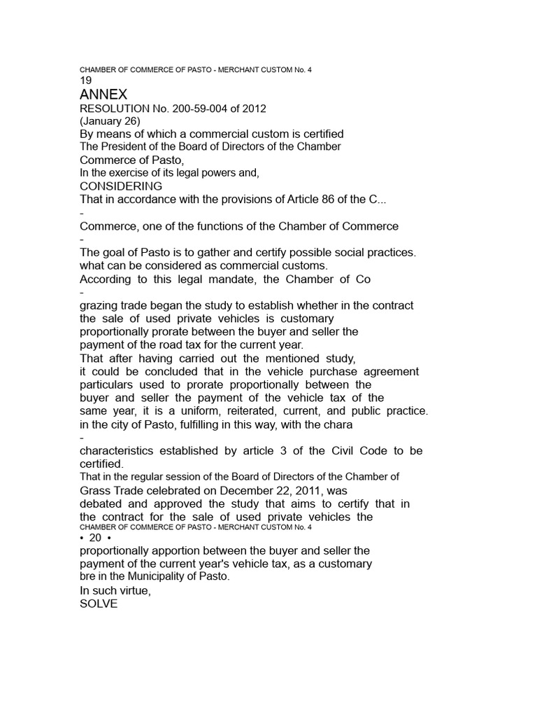 Chamber of Commerce of Pasto | PDF | Fee | Sales