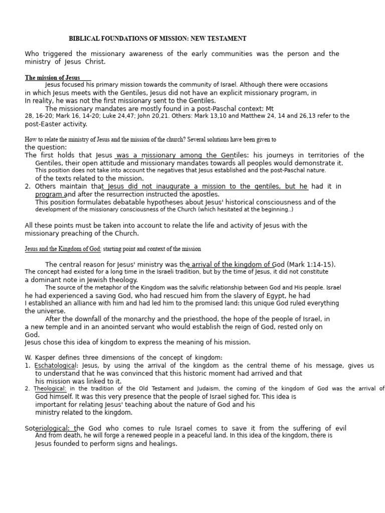 New Testament Missionary Foundations | PDF | Jesus | Gospel Of Mark