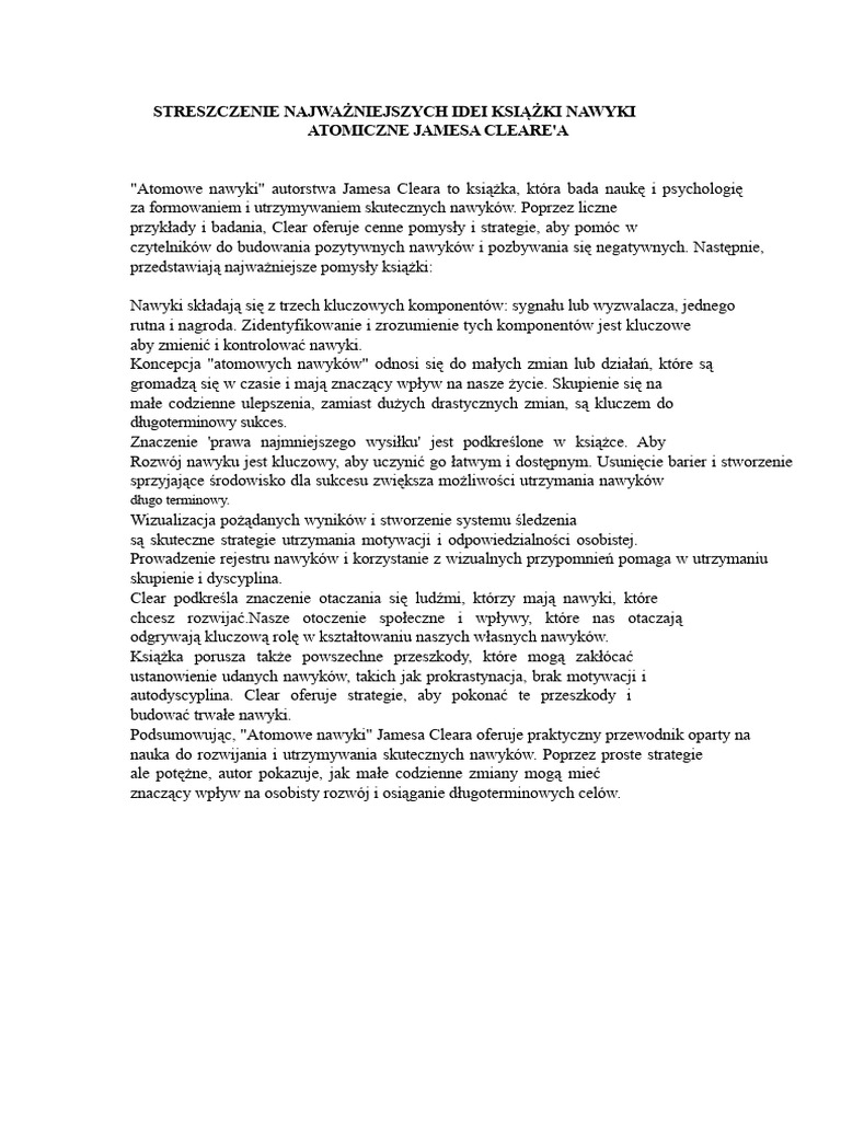 Atomiczne Nawyki Jamesa Cleara | PDF