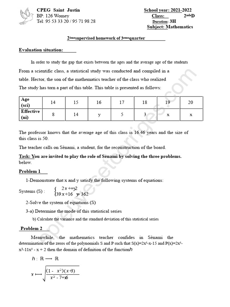 Mathematics Homework Solutions Guide | PDF | Zero Of A Function | Equations
