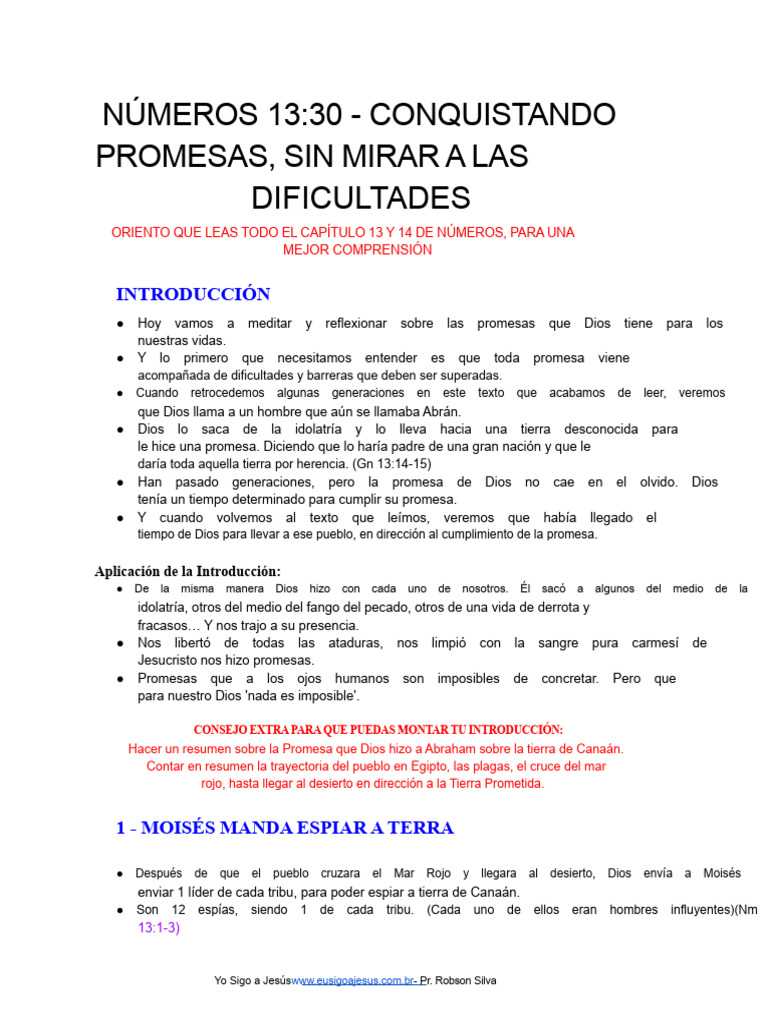 Promesas de Dios y Desafíos en Números | PDF | Moisés | Dios