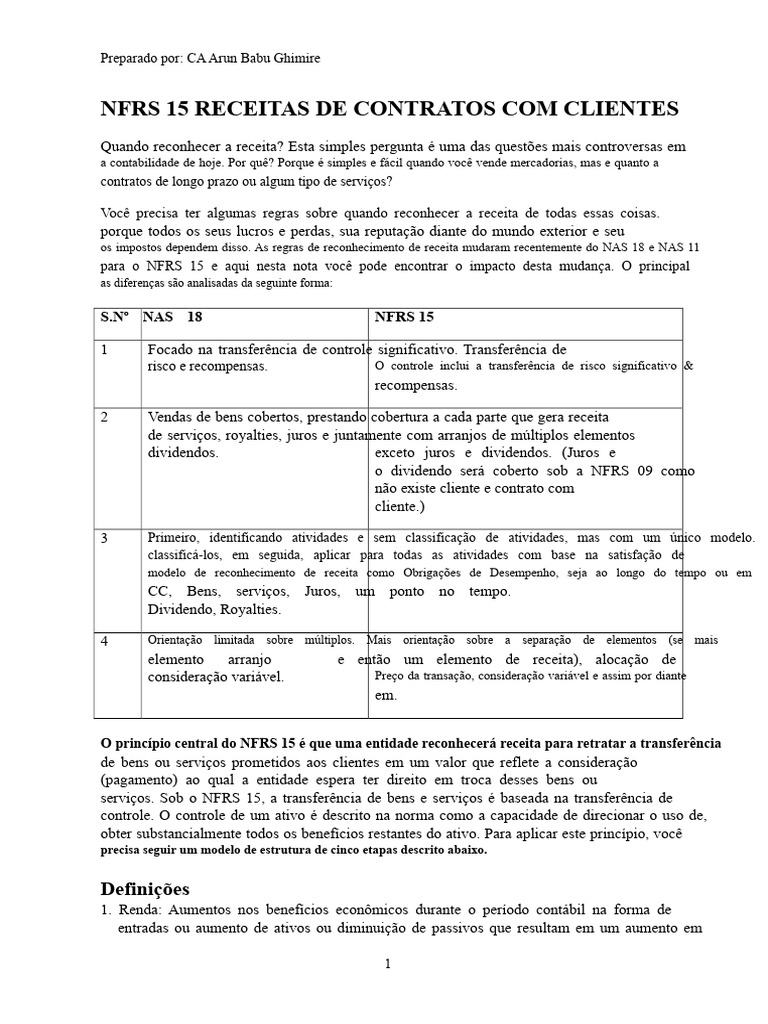 Reconhecimento de Receita NFRS 15 | PDF | Receita | Impostos