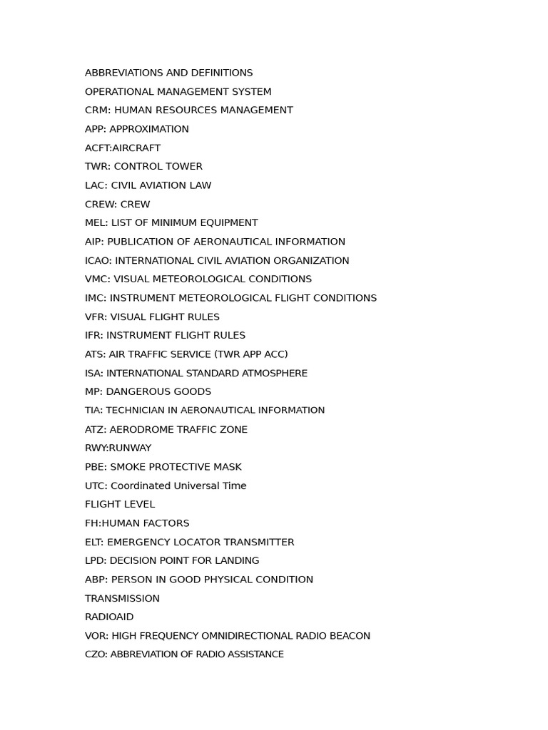 Aviation Abbreviations and Definitions | PDF | Instrument Flight Rules ...