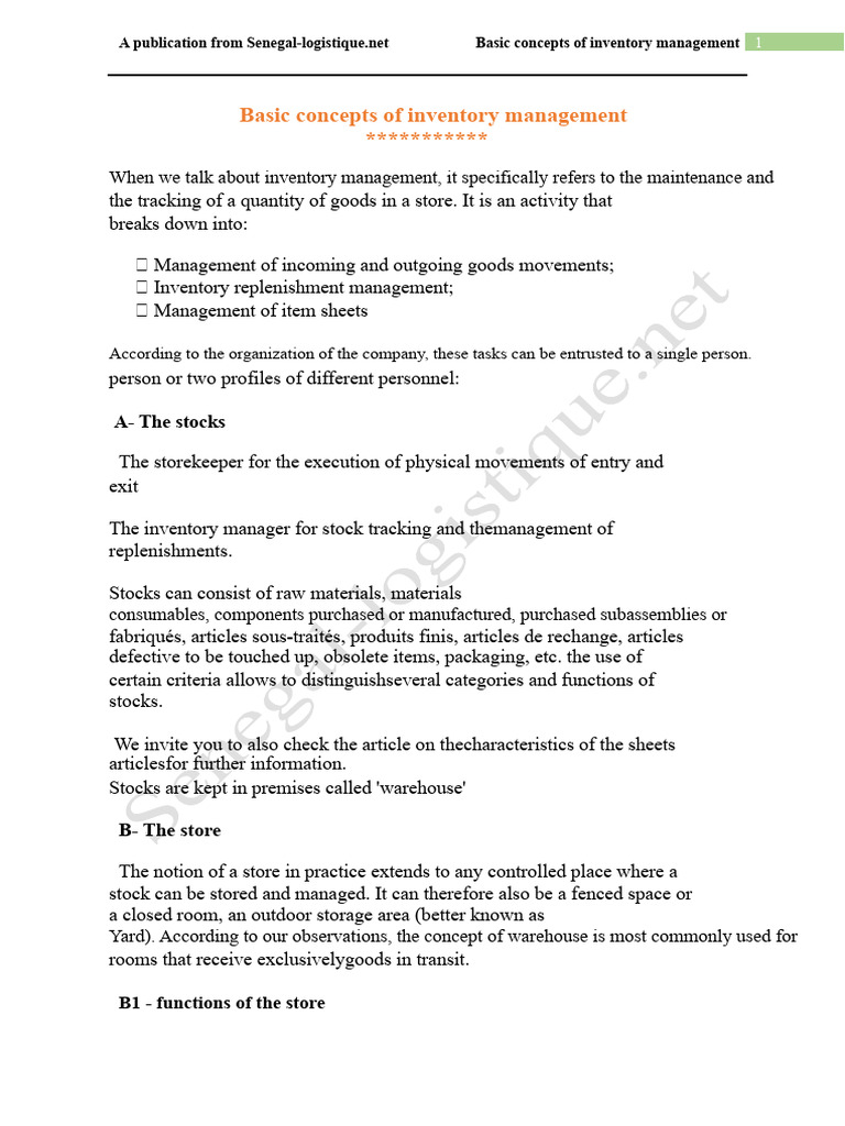 Basic Concepts of Inventory Management | PDF | Inventory | Business