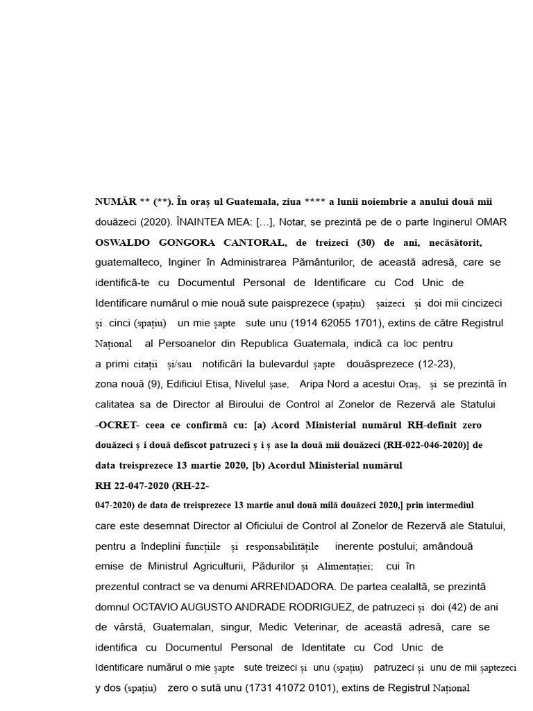 Contract de Închiriere OCRET - Notă OCret 24 Nov | PDF