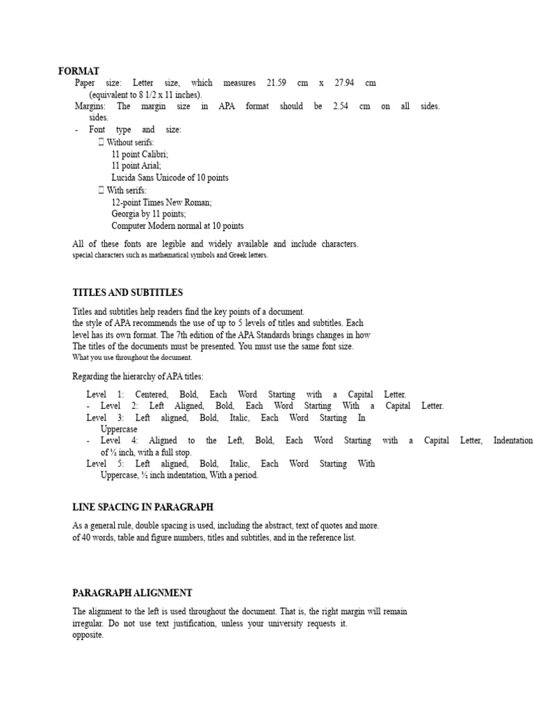 APA Format Guidelines and Criteria | PDF | Typefaces | Apa Style