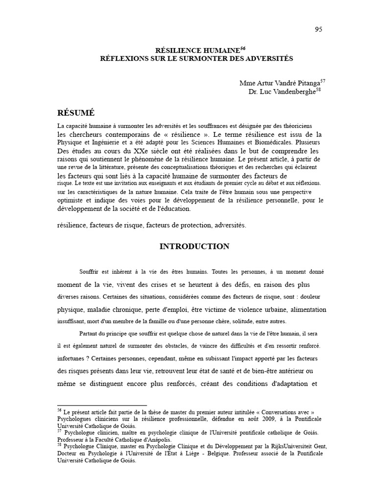 Résilience humaine face aux adversités | PDF | Résilience (psychologie ...