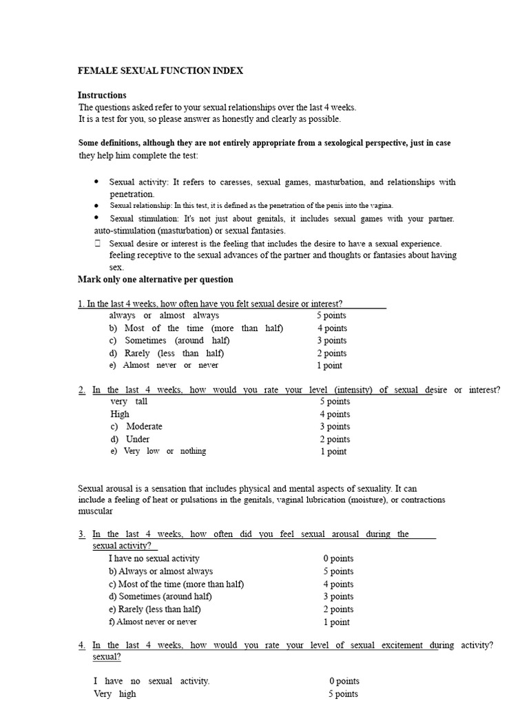 Female Sexual Function Index II | PDF | Sexual Arousal | Orgasm