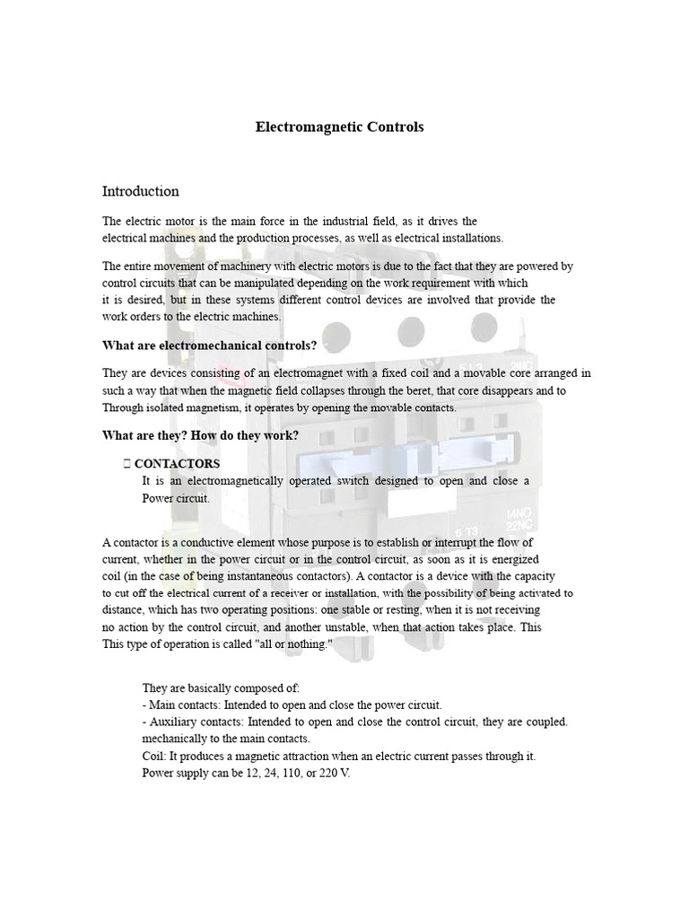 Electromagnetic Control Devices Explained | PDF | Relay | Electric Motor