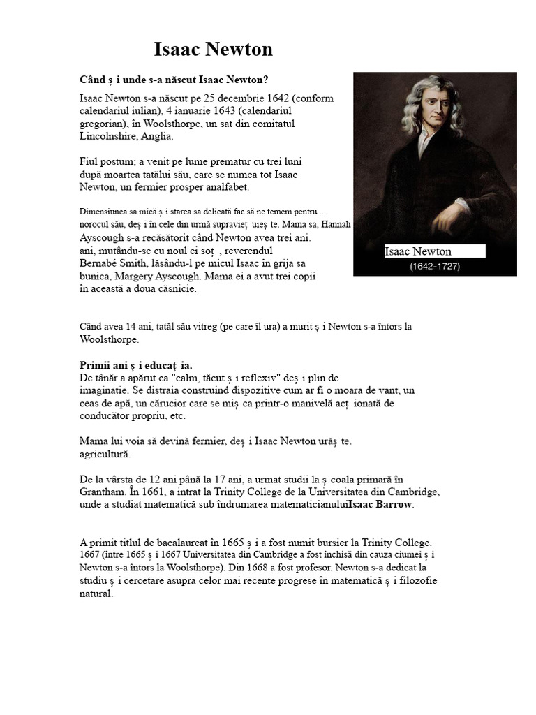 Biografia Lui Isaac Newton | PDF