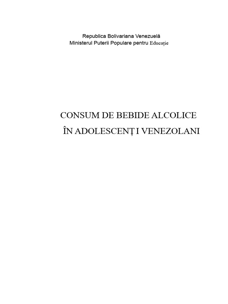 Proiectul Consumul de Băuturi Alcoolice În Rândul Adolescenților ...