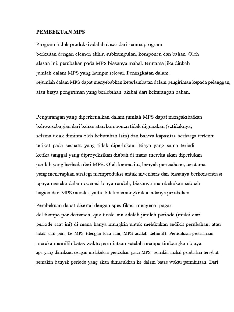 Pembekuan MPS: Strategi dan Biaya | PDF