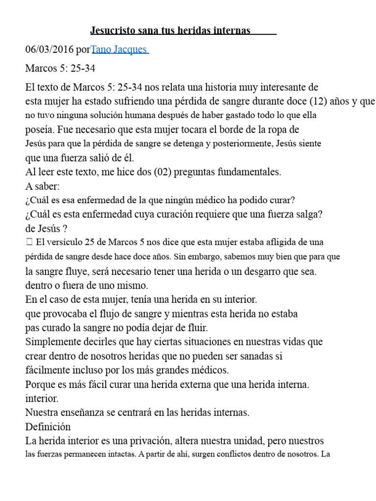 Sanando Heridas Internas con Jesús | PDF | Amor | Odio