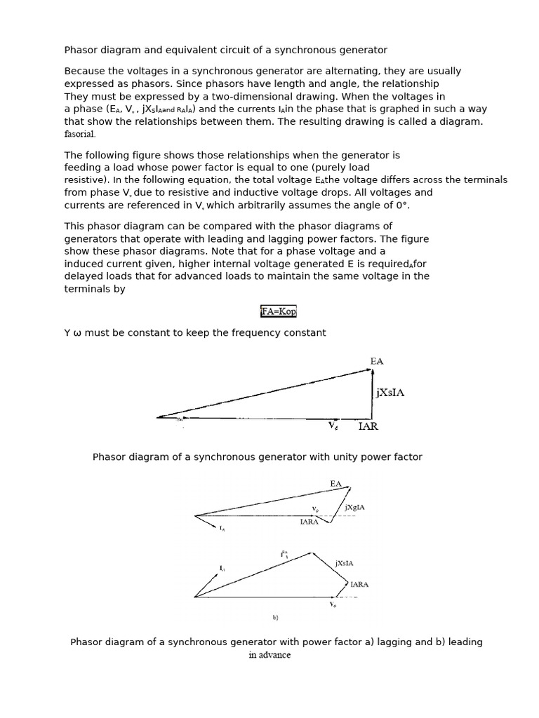 Synchronous Generator Phasor Diagram Guide | PDF | Water | Electric Power