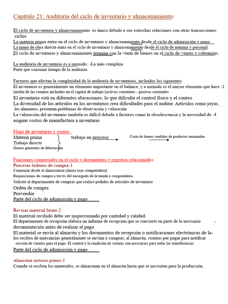 Auditoría del Ciclo de Inventario y Almacenamiento | PDF | Auditoría ...