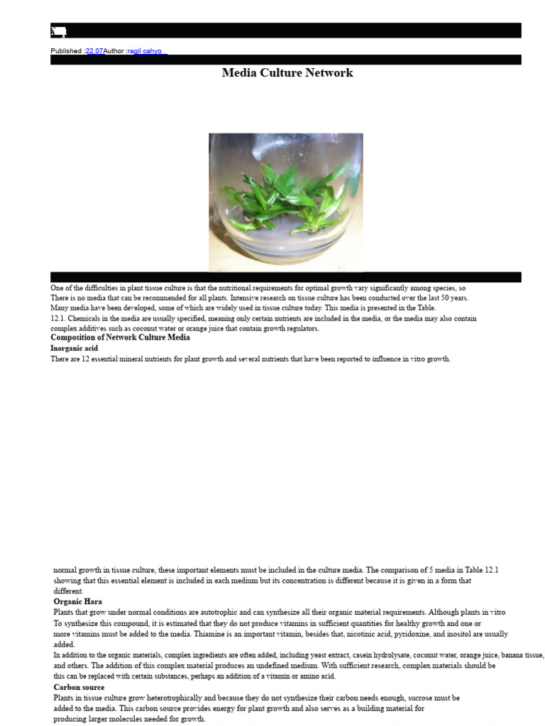 Techniques for Making Tissue Culture Media | PDF | Growth Medium ...