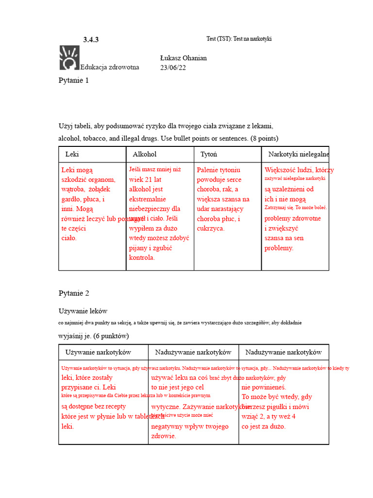 3.4.3 Test (TST) - Leki (Test) | PDF