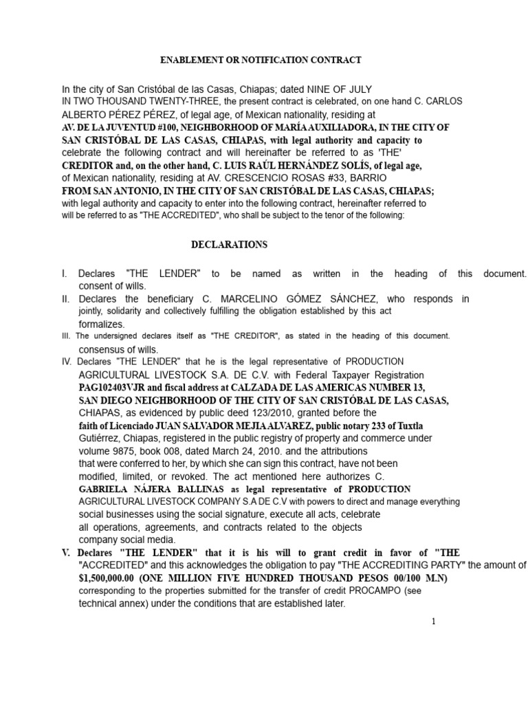 Enablement Notification Contract 2023 | PDF | Credit | Finance & Money ...