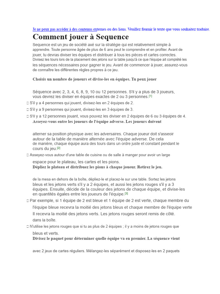 Règles du jeu Sequence | PDF