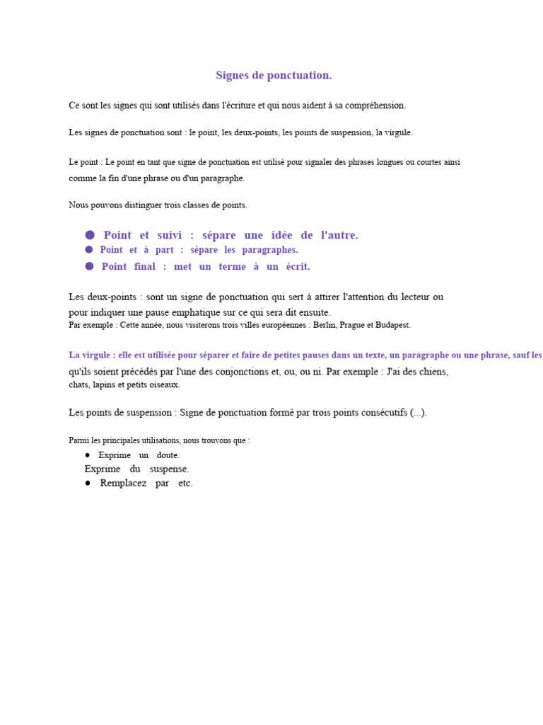 Les principaux signes de ponctuation | PDF