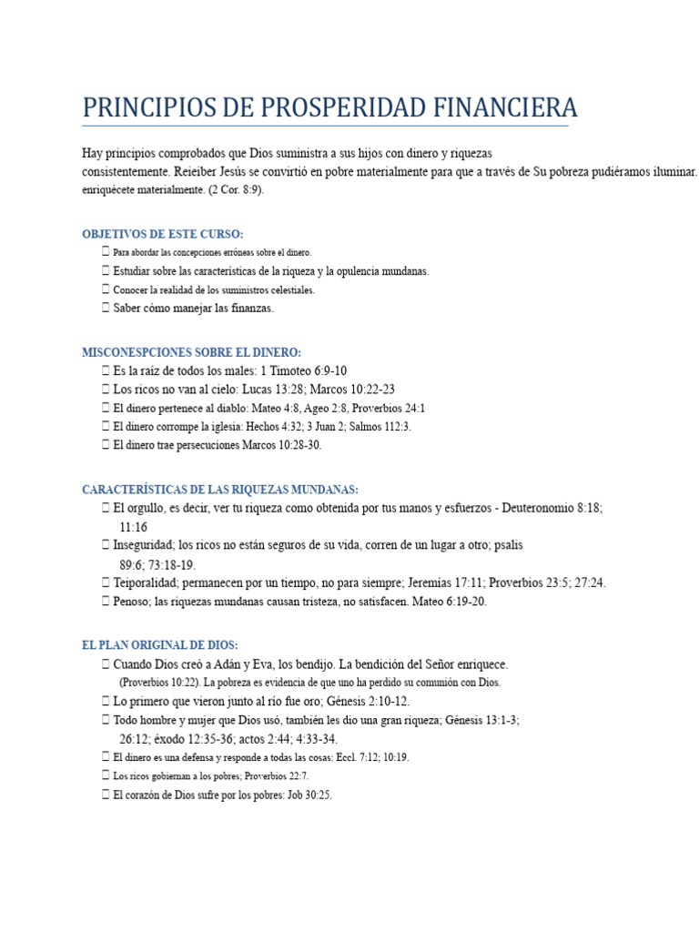 Principios de Prosperidad Financiera | PDF | Contenido bíblico ...