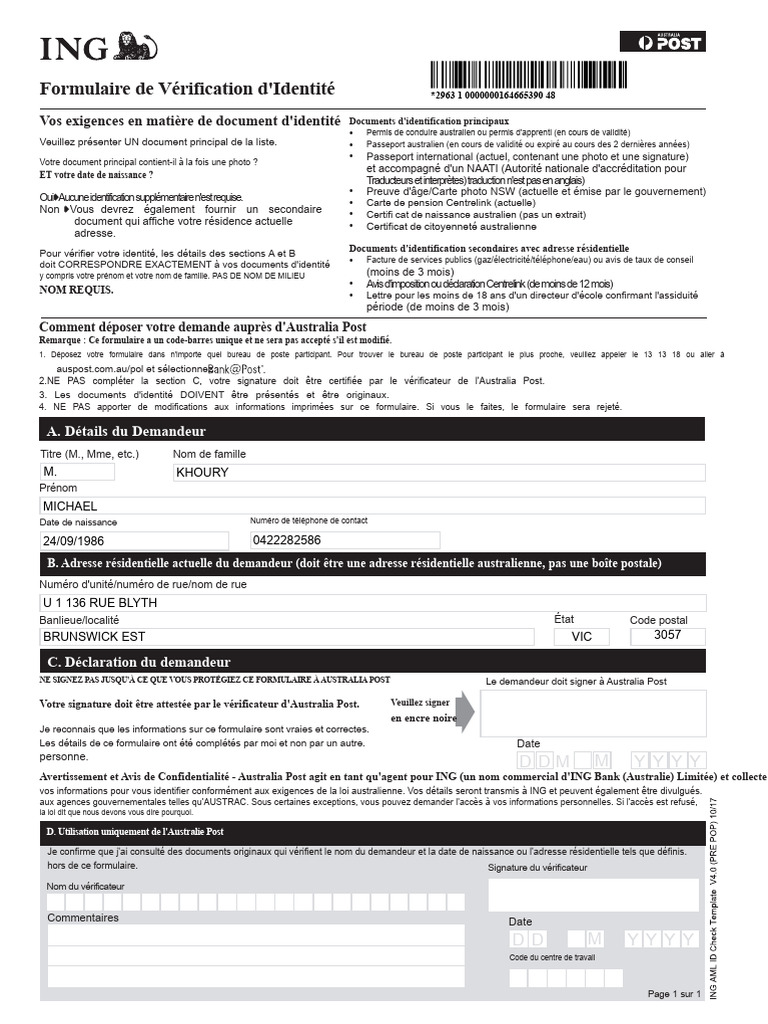 Vérification d'Identité Australia Post | PDF | Passeport