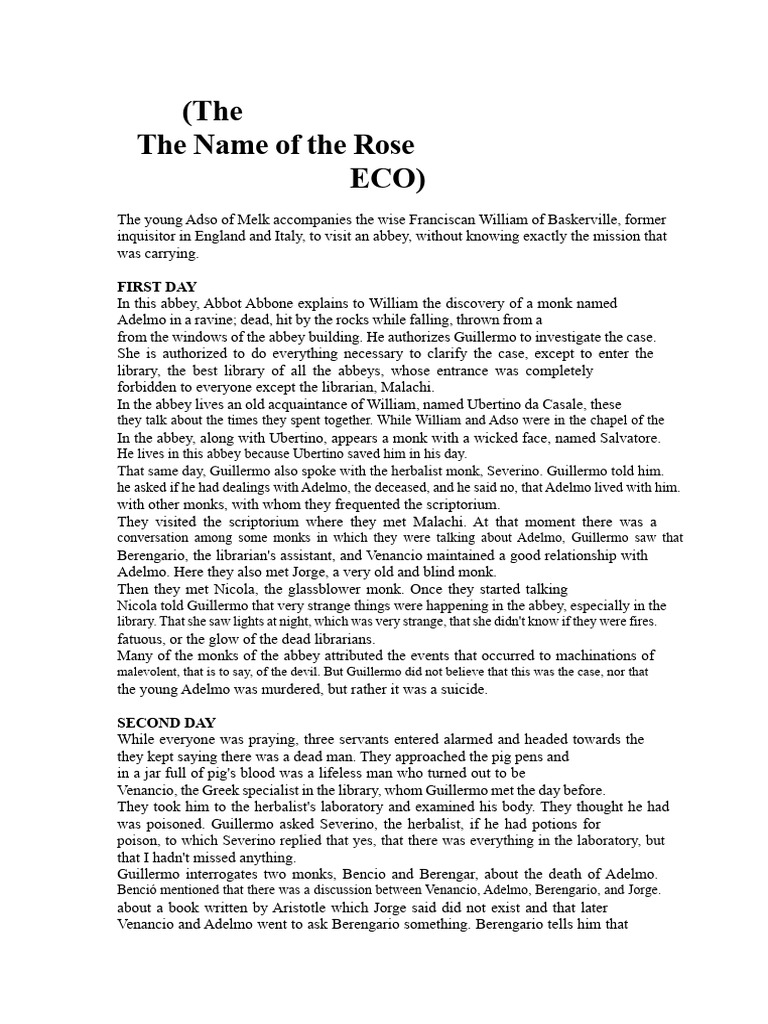 The Name Of The Rose Umberto Eco Folio Society 2001