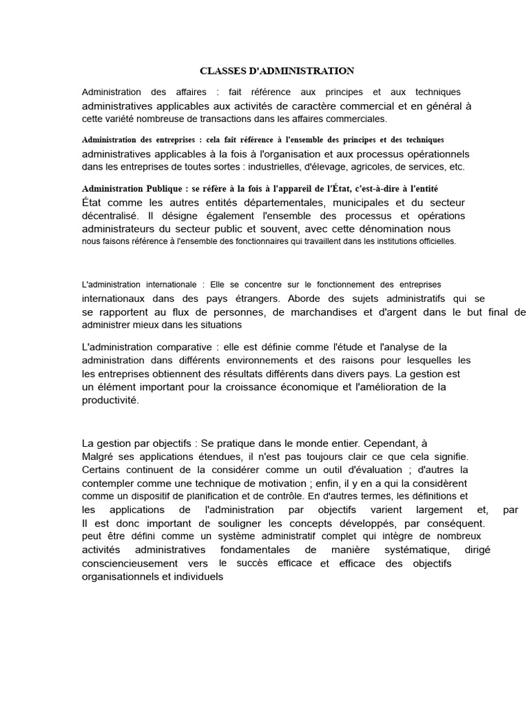 Types d'administration et leurs rôles | PDF | Business | Science