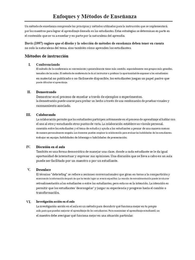 Enfoques y Métodos de Enseñanza | PDF | Método de enseñanza | Enseñando