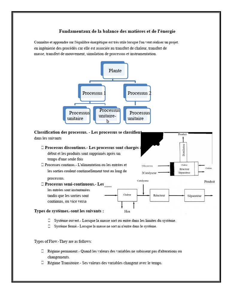 Fondements Du Bilan de Matière Et D'énergie | PDF | Chimie | Équations