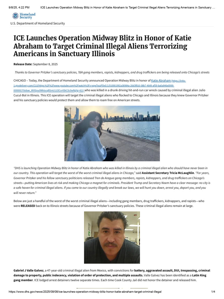 ICE Launches Operation Midway Blitz in Honor of Katie Abraham To Target ...