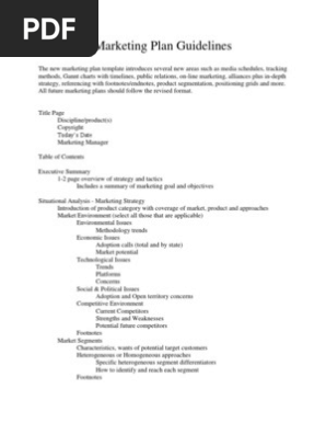 Marketing Plan Guidelines