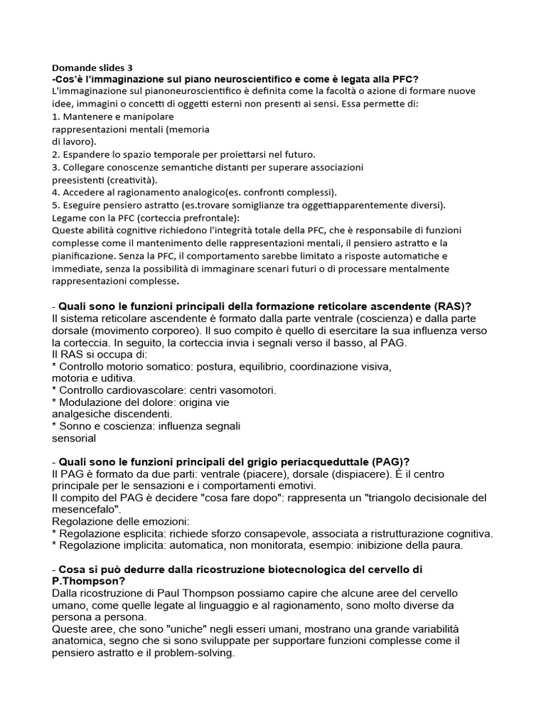 Domande e Risposte - Slides 3 | PDF