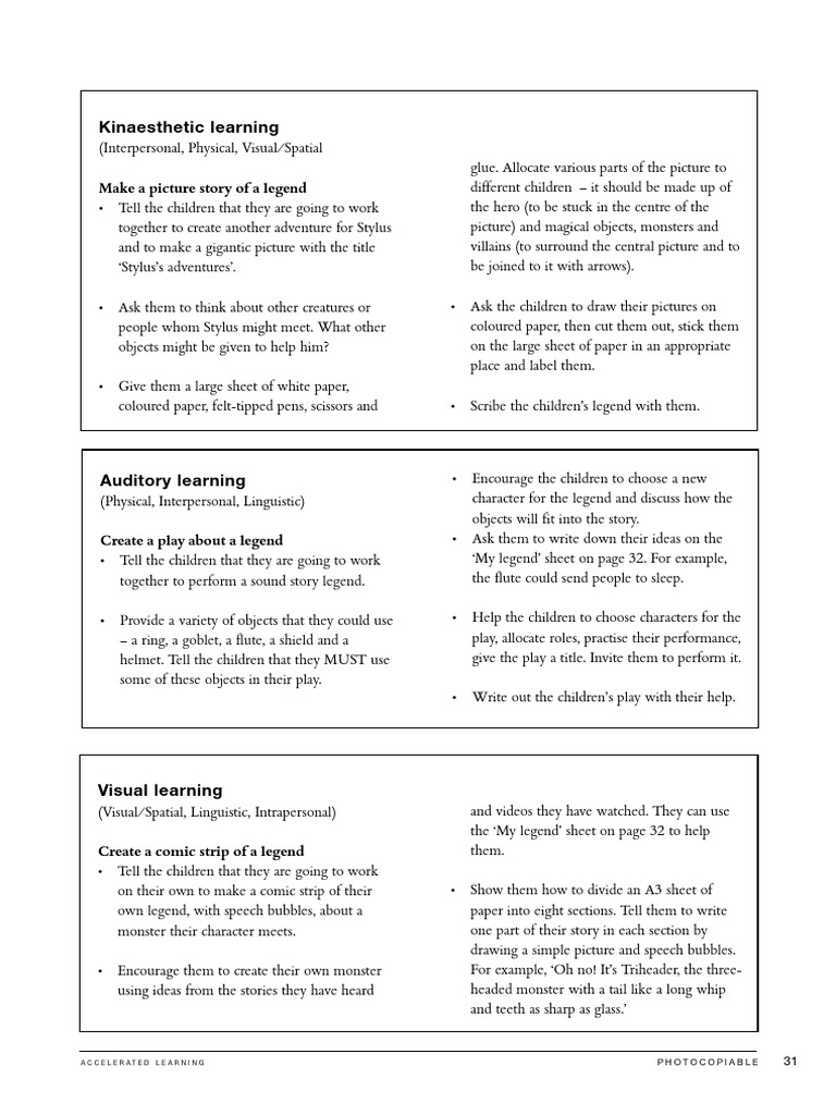 Creative Legend Activities for Kids | PDF