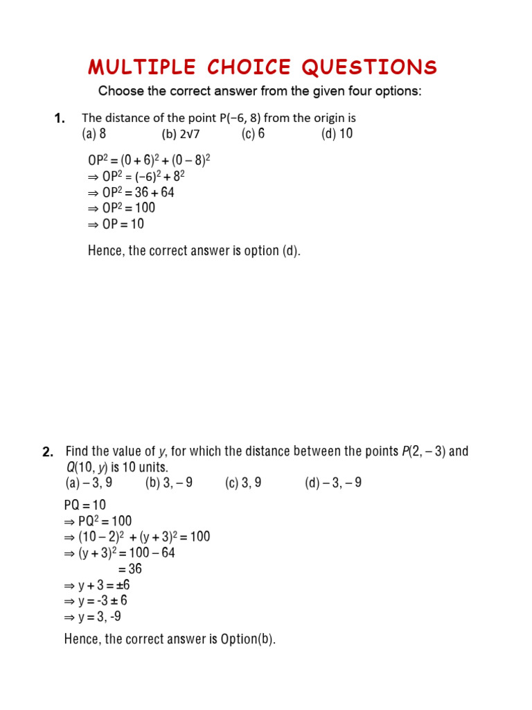 Distance Formula Questions for Class 10 | PDF | Polytopes | Euclidean ...