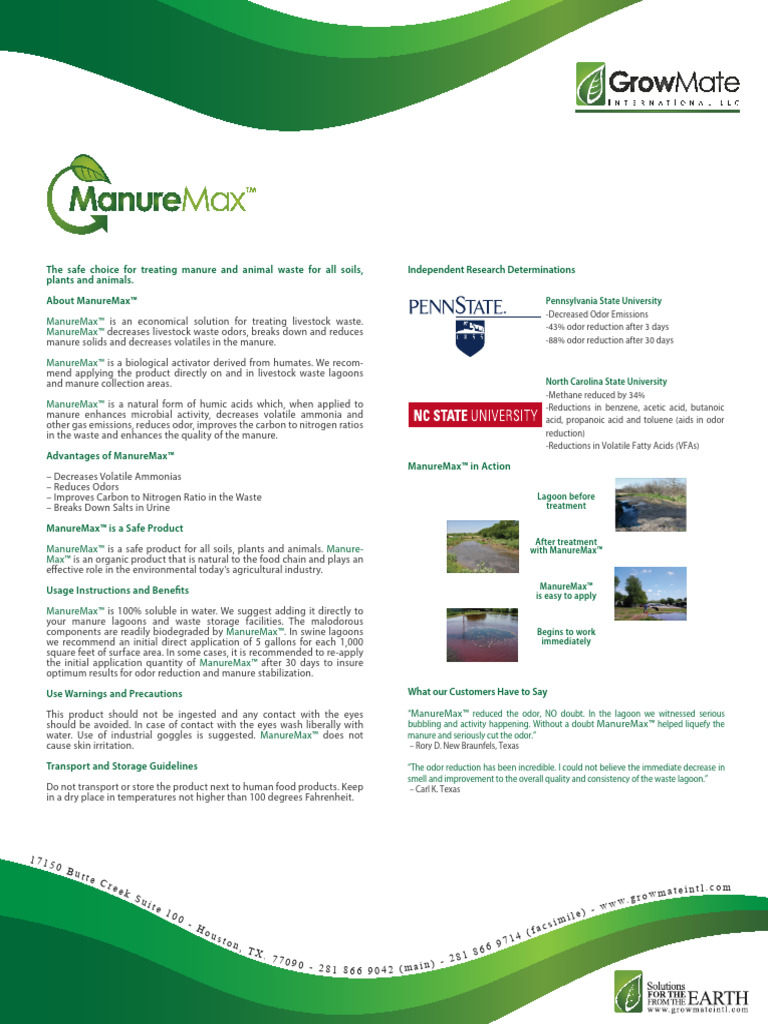 GrowMate ManureMax English | PDF | Manure | Chemistry